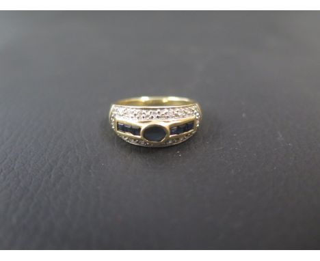 An 18ct gold sapphire and diamond ring size Q/R - weight approx 5.2 grams 