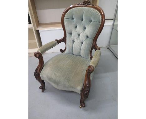 A Victorian mahogany button back lady's chair 