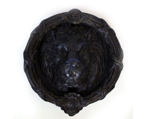 A CAST METAL LIONS MASK DOOR KNOCKER 24cm diameter 