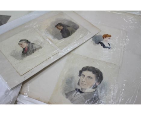 19TH CENTURY ENGLISH SCHOOL 'Portrait of a Vagrant' and 'Portrait of an Old Lady seated in a Chair', a pair, watercolours, 21