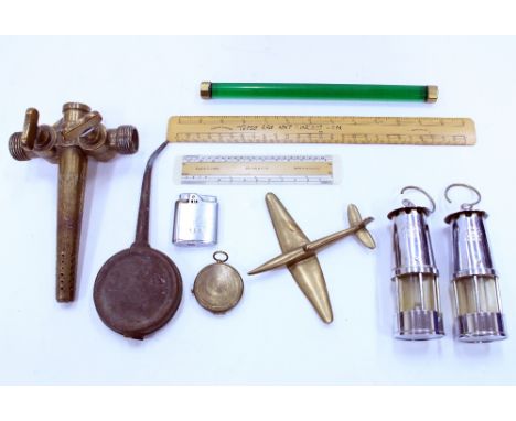 A GROUP OF MISCELLANEOUS COLLECTABLE ITEMS to include two promotional small size miners lamps by The Proctor Lamp Co. Ltd, Ec