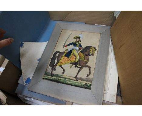 A MIXED LOT OF PRINTS AND ENGRAVINGS to include Bluck after Baker - 'The White Horse and the Wiltshire Downs', aquatint engra