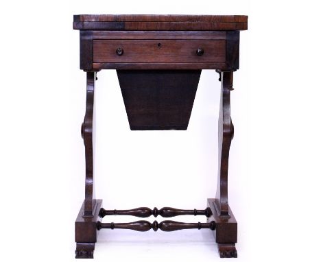 A WILLIAM IV ROSEWOOD GAMES TABLE / WORK TABLE 50cm wide x 38cm deep x 71cm high 