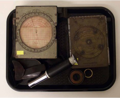 Navigational computer MKIIID and one other Otis calculator, Negretti and Zambra military type compass. Condition report: see 