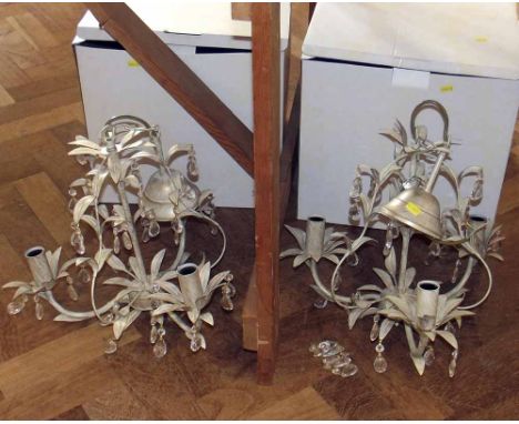 Pair of Laura Ashley Chella three light chandeliers. Condition report: see terms and conditions.