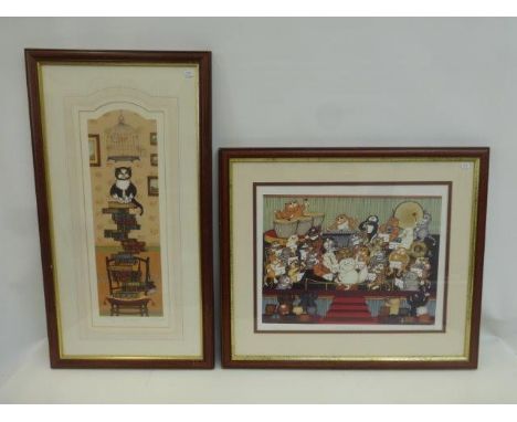 Linda Jane Smith - two framed and glazed limited edition prints both depicting cats, titled "Last Night of the Toms" 631/750 