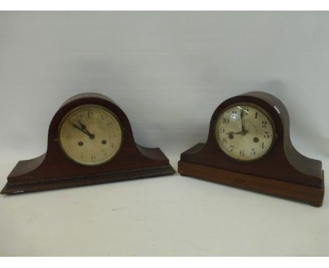 A mahogany cased mantle clock and an Edwardian inlaid mahogany mantle clock.