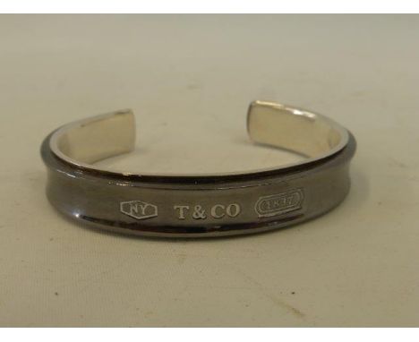 A N.Y. Tiffany & Co. 1837 silver and titanium cuff bangle stamped 1997 Tiffany & Co. 925.