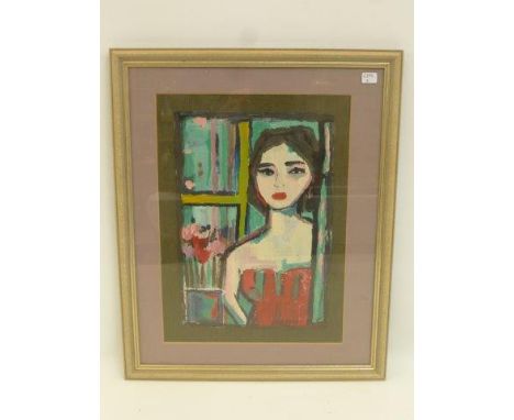 Gillespie - a framed and glazed contemporary portrait of a lady, titled and dated on the reverse "Madeleine" 78, 7 1/2 x 12  