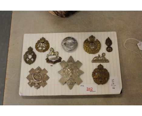 Card of Army badges, tank corps, Scottish, Lincolnshire regt, Kings etc