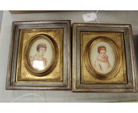 Pair of framed portrait miniatures (lady & gent)