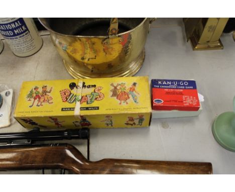 Boxed Pelham puppet & 2 vintage card games
