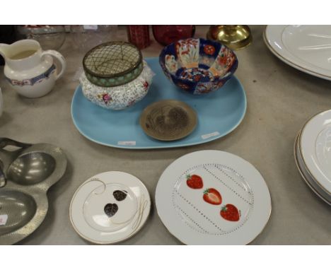 Large Poole pottery plate and five other pieces