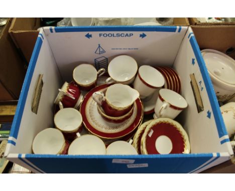 Box containing Royal Worcester/Albert tea wares