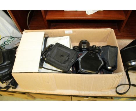 Pentax digital camera, electric tester, binoculars, Nikon EM camera
