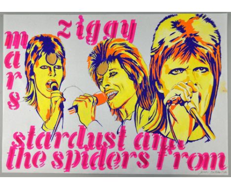 David Bowie - 'Ziggy Stardust and the Spiders from Mars ', 1980, original music poster artwork by John Judkins. Signed and da