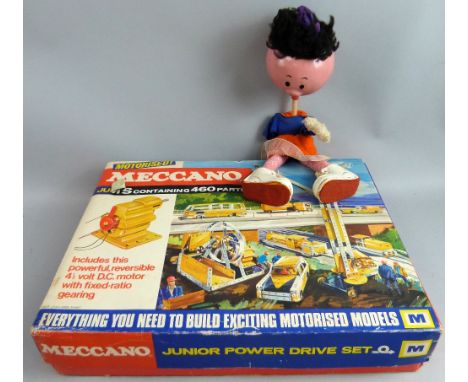 Meccano Junior Power Drive Set boxed and a Pelham Puppet- Florence, unboxed
