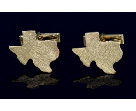 Pair of 14ct gold cufflinks in the form of the state Texas 