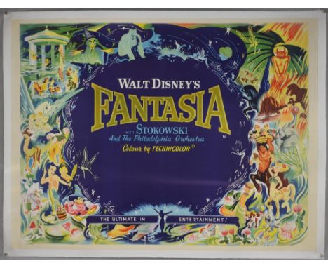 Walt Disney's Fantasia (R-1960's) British Quad film poster, linen backed, 30 x 40 inches