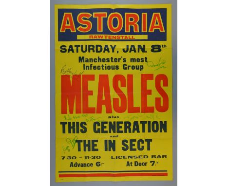 The Measles - Autographed concert poster for the Manchester R&B band, at the Rawtenstall Astoria, 8th Jan 1966, with autograp
