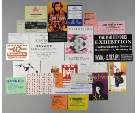 20+ concert tickets, invitations, passes, mostly 1980’s, U2 pass & ticket ’84, Paul McCartney, Grateful Dead, Deacon Blue, He