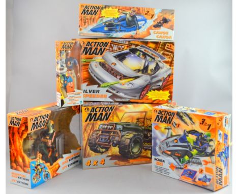 Collection of Hasbro Action Man vehicles and figures including; 1996 4x4, 1998 Silver Speeder (6) All boxed 