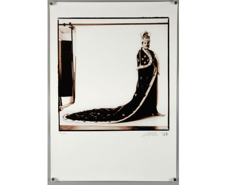 Freddie Mercury - Limited edition print of Freddie in his ‘Royal Robes’, taken by Peter Hince, numbered 691/1200, flat, 16 x 