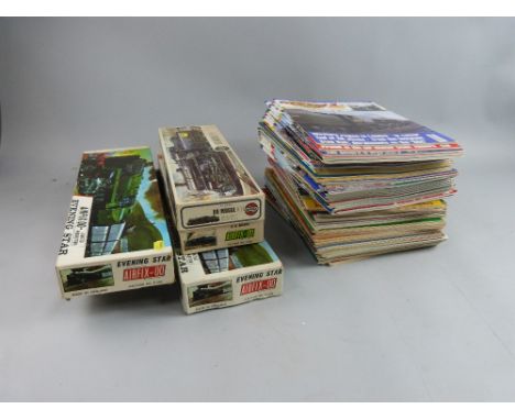 Small collection of model trains and accessories, magazines, annuals, airfix kits and other items