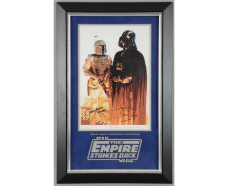 Star Wars - Limited edition print, signed by Jeremy Bulloch and Dave Prowse, in a mounted and framed display, 13 x 22 inchesP