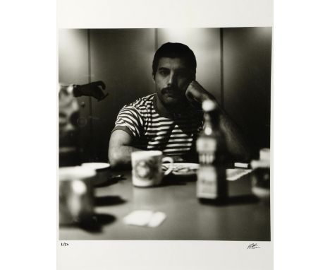 Freddie Mercury - Limited edition Silver Gelatin print of Freddie Mercury at the dining table of Musicland Studios in Much 19