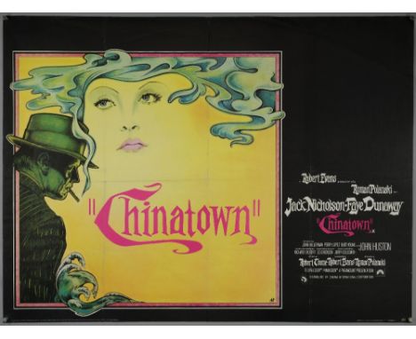 Chinatown (1974) British Quad film poster, rare mis-print version with no shadow on 'Chinatown', starring Jack Nicholson & Fa