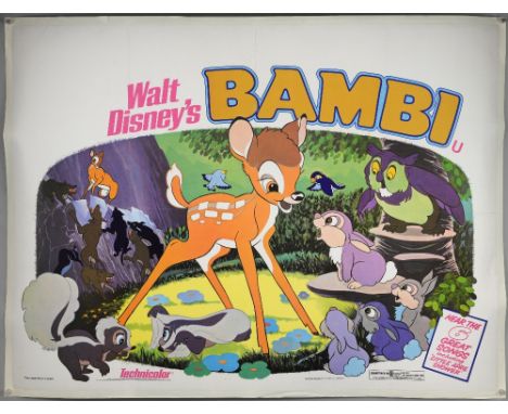 Walt Disney's Bambi (R-1977) British Quad film poster, conservation backed, 30 x 40 inches