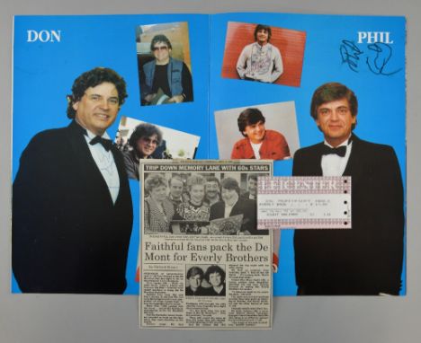 Everly Brothers - Large-format 1993 Everly Brothers tour programme, signed by both brothers, with a ticket stub and a local n
