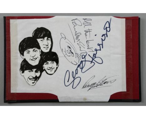The Beatles - Autographs of Paul McCartney, George Harrison & Ringo Starr, from 1992-93, 6 x 8 inches.Provenance: Acquired fr