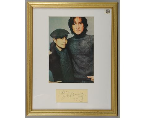 The Beatles - Cream paper signed in black biro “love John Lennon” annotated with self-portrait caricatures of John & Yoko’s s