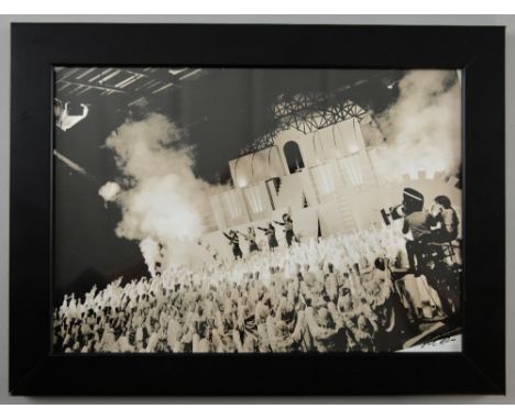 Queen - Original Silver Gelatin lith tone print of Queen’s Radio Ga Ga video shoot at Pinewood Studios showing the band and f