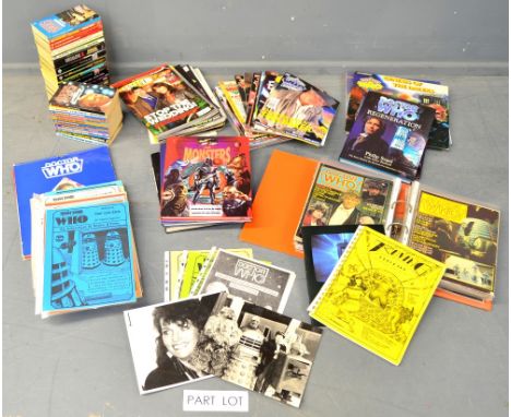 Doctor Who - 200+ Doctor Who paperback books, Large collection of magazines with many from the 1970's, most in binders, photo