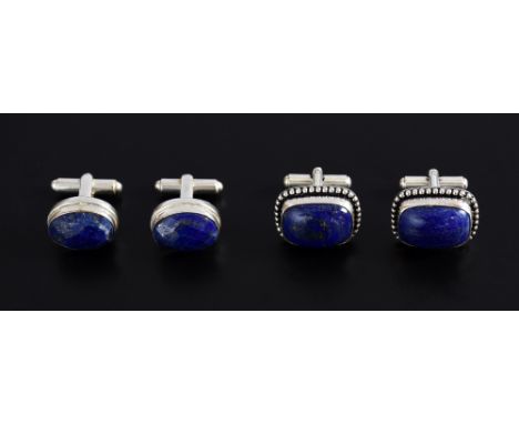 Two pairs of silver and lapiz lazuli cufflinks
