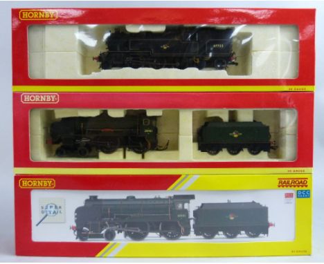 Hornby 00 Gauge Locos, R2675, R2914X, R3172, R 3158,  another loco and two carriages  