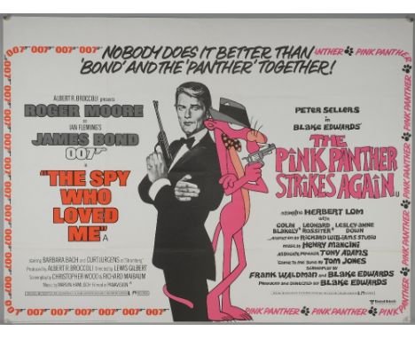 James Bond The Spy who Loved Me / The Pink Panther Strikes Again (1977) British Quad double bill film poster, folded, 30 x 40