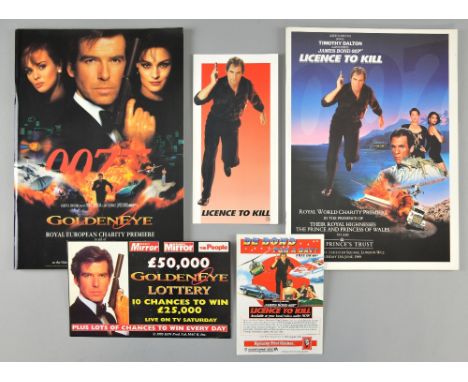 James Bond Licence To Kill (1989) World premiere programme, ticket, KFC flyer and a GoldenEye World premiere programme and lo