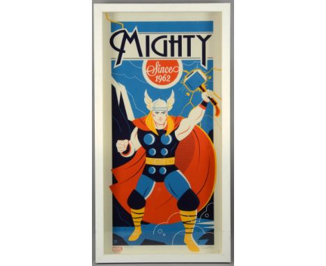 Thor - 'Mighty Since 1962' - Limited edition screen print by Dave Perillo, hand signed & numbered 234/250 , framed & glazed, 