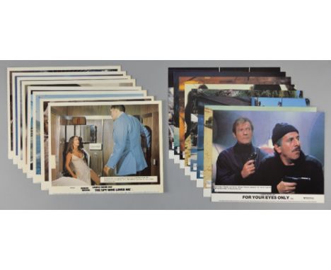 James Bond The Spy Who Loved Me & For Your Eyes Only - Two Sets of 8 Front of House cards, 10 x 8 inches (16)