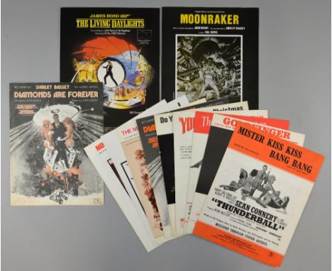 James Bond - 12 Original Music Sheets including Thunderball, Goldfinger, From Russia With Love, You Only Live Twice, On Her M