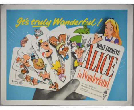Walt Disney's Alice In Wonderland (R-1969) British Quad film poster, linen backed, 30 x 40 inches