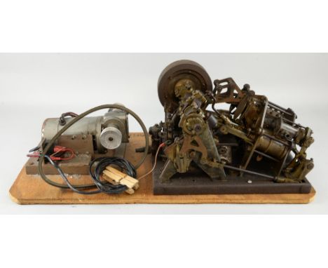 Scratch Built model of an 1850's  Steamer engine, mounted on  board with electric engine