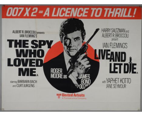 James Bond The Spy Who Loved Me / Live And Let Die (1977) British Quad Double Bill film poster, starring Roger Moore, United 