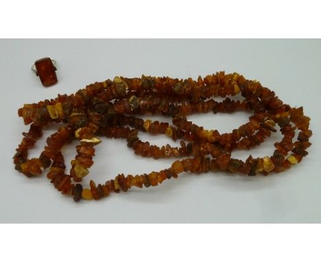 An amber necklace and an amber ring