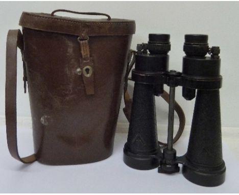 A pair of Barr & Stroud military issue binoculars, serial no. 63955, with broad arrow, with case