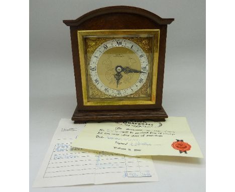 An Elliott mantel clock, retailed by W.H. May, Nottingham, height 16cm